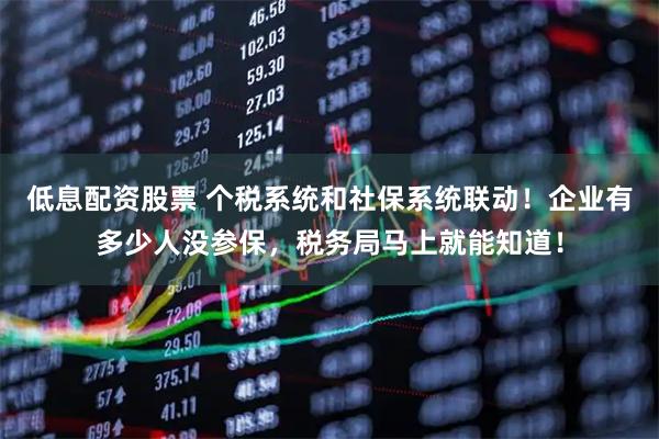 低息配资股票 个税系统和社保系统联动！企业有多少人没参保，税务局马上就能知道！